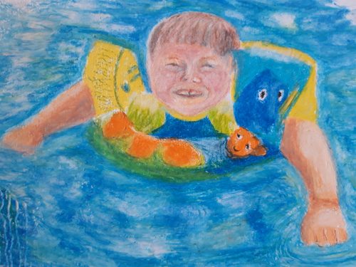 Carol W, Holiday memories, oil pastels.